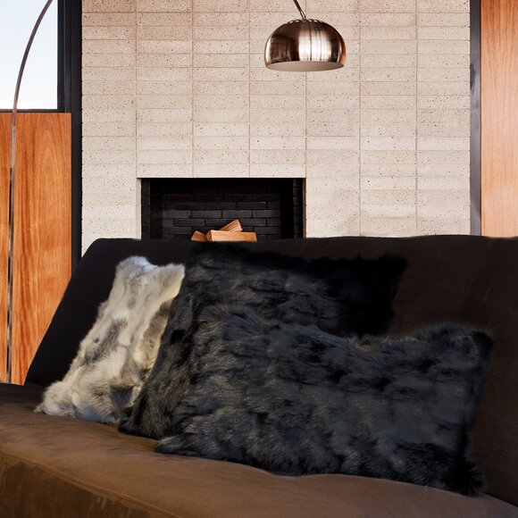 Natural Home Decor Classic Rabbit Pillow | 2-Piece | Black | 18"x18" - Picture 2 of 3